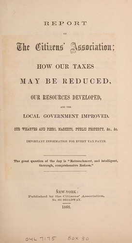 Cover for Report of the Citizens' Association