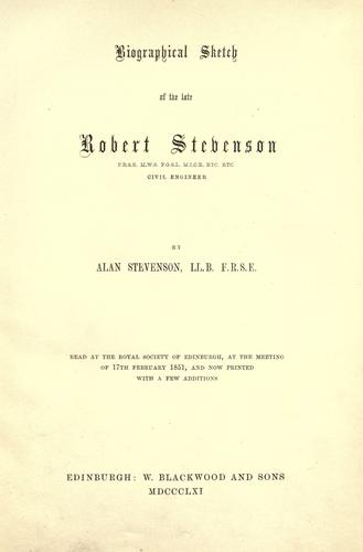 Cover for Biographical sketch of the late Robert Stevenson