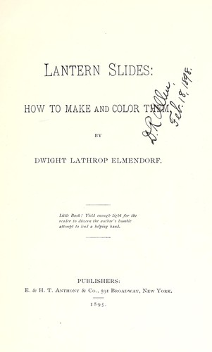 Cover for Lantern slides