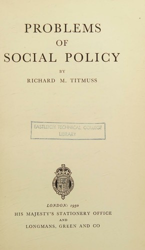 Cover for Problems of social policy