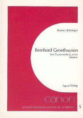Cover for Bernhard Groethuysen