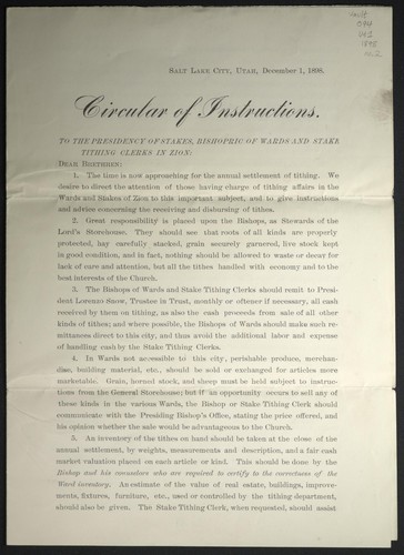 Cover for Circular of Instructions