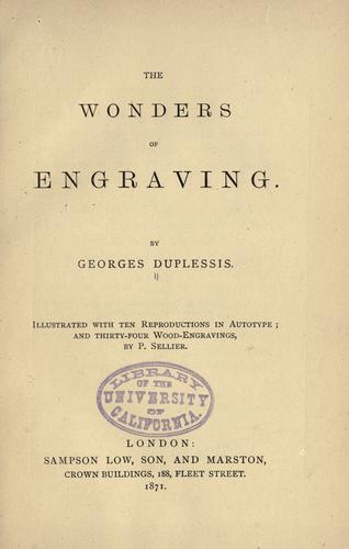 Cover for The wonders of engraving