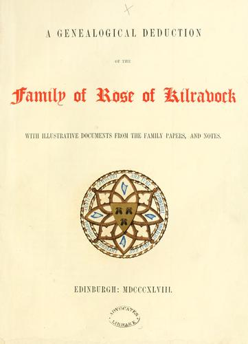 Cover for genealogical deduction of the family of Rose of Kilravock