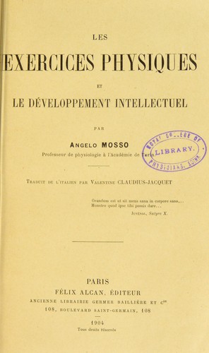 Cover for Les exercices physiques et le d©♭veloppement intellectuel