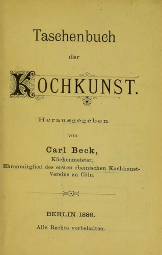 Cover for Taschenbuch der Kochkunst