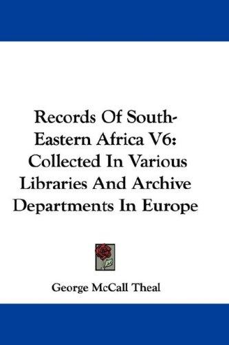 Cover for Records Of South-Eastern Africa V6