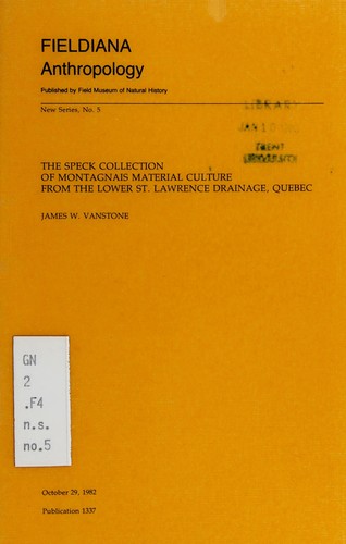 Cover for The Speck collection of Montagnais material culture from the lower St. Lawrence drainage, Quebec