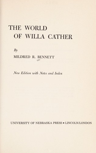 Cover for The world of Willa Cather.