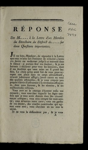 Cover for Re ponse