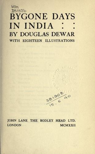 Cover for Bygone days in India
