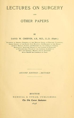 Cover for Lectures on surgery and other papers