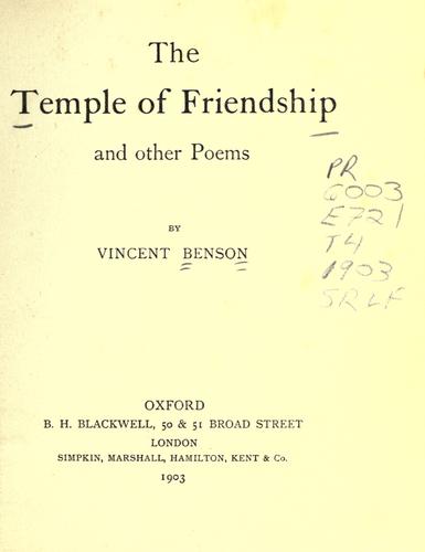 Cover for The temple of friendship and other poems