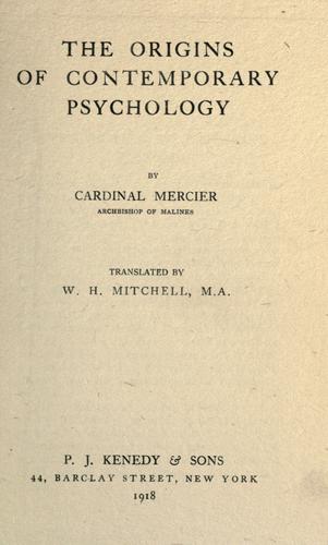 Cover for The origins of contemporary psychology