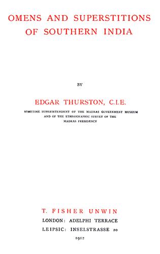 Cover for Omens and superstitions of southern India