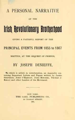 Cover for personal narrative of the Irish revolutionary brotherhood, giving a faithful report of the principal events from 1855 to 1867