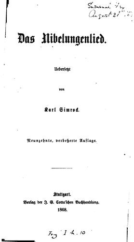 Cover for Das Nibelungenlied