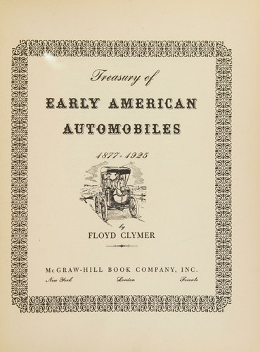 Cover for Treasury of early American automobiles, 1877-1925