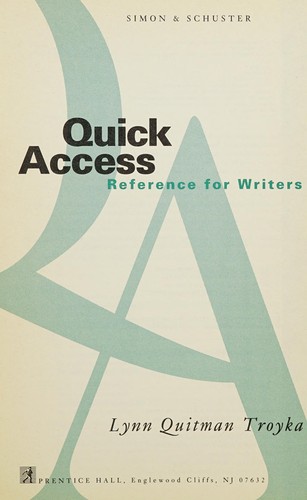 Cover for Simon & Schuster quick access reference for writers
