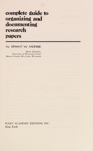 Cover for Complete guide to organizing and documenting research papers