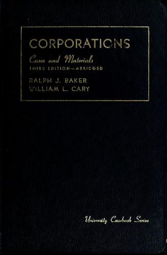 Cover for Cases and materials on corporations.