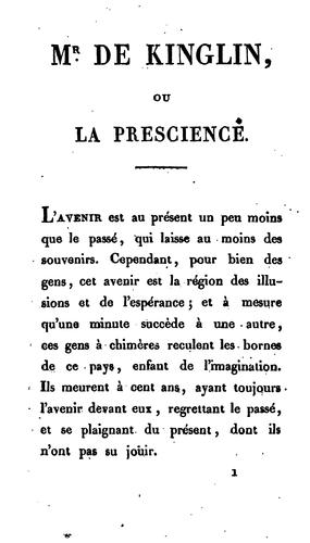 Cover for M. de Kinglin, ou La prescience