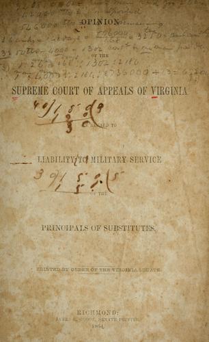 Cover for Opinion of the Supreme Court of Appeals of Virginia