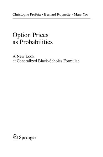 Cover for Option prices as probabilities