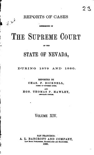 Cover for Reports of Cases Determined in the Supreme Court of the State of Nevada ...