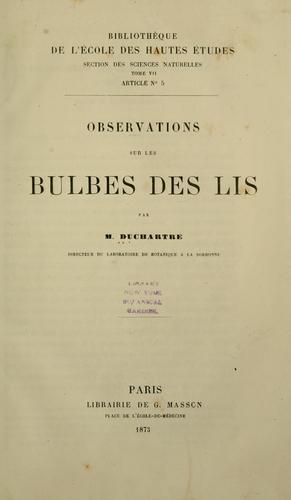 Cover for Observations sur les bulbes des lis.