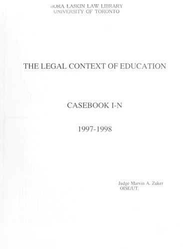 Cover for The legal context of education