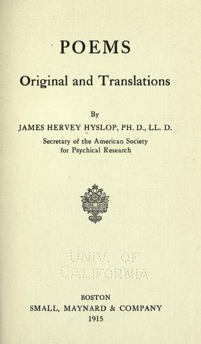 Cover for Poems, original and translations