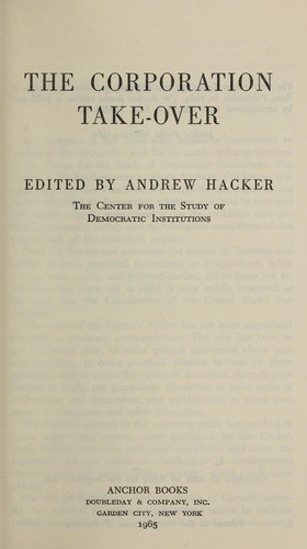 Cover for The corporation take-over.