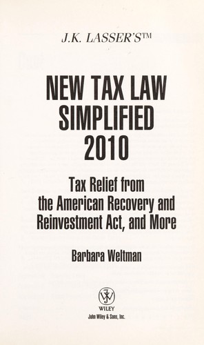 Cover for J.K. Lasser's new tax law simplified 2010