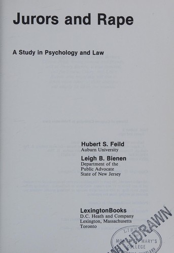 Cover for Jurors and rape