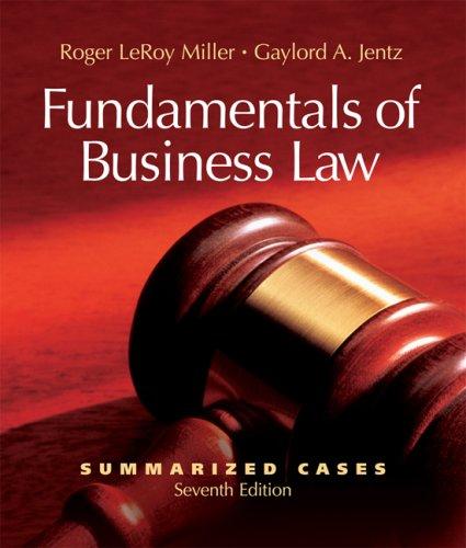 Cover for Fundamentals of Business Law Summarized Cases (with Online Legal Research Guide)