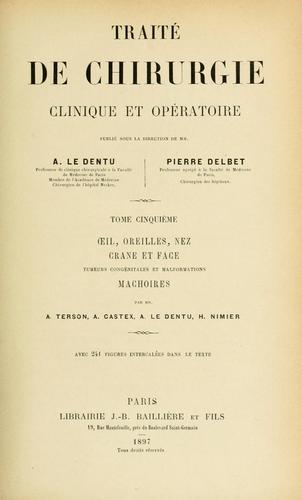 Cover for Traité de chirurgie clinique et opératoire