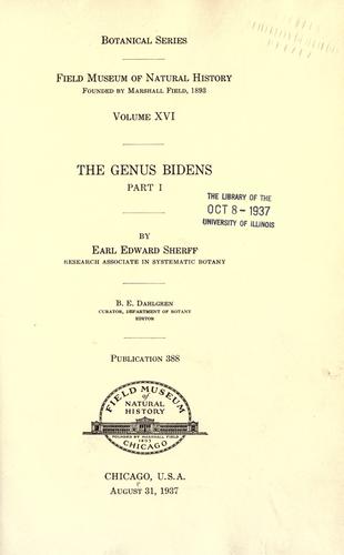 Cover for The genus Bidens ...