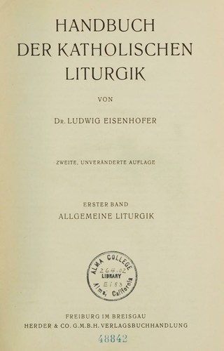Cover for Handbuch der katholischen Liturgik