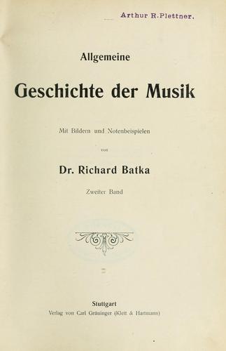Cover for Allgemeine Geschichte der Musik