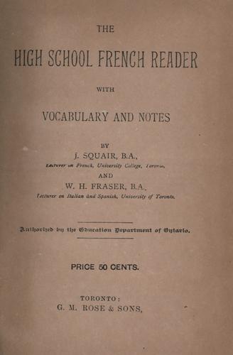 Cover for High school French reader with vocabulary and notes