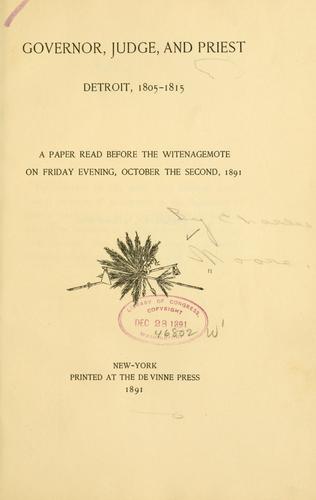 Cover for Governor, judge, and priest