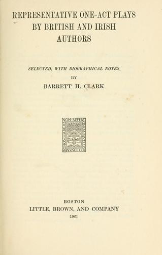 Cover for Representative one-act plays by British and Irish authors