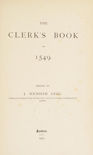 Cover for Clerk's Book Of 1549