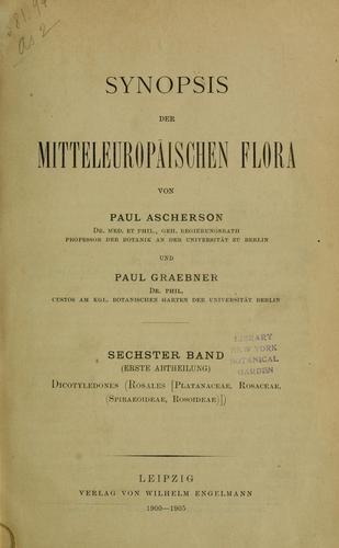 Cover for Synopsis der mitteleuropaïschen Flora