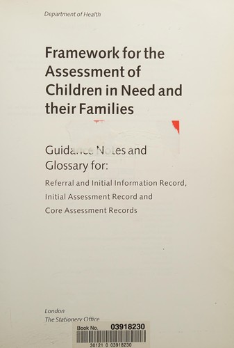 Cover for Framework for the Assessment of Children in Need and Their Families (Framework for the Assessment of Children in Need & Their Families)