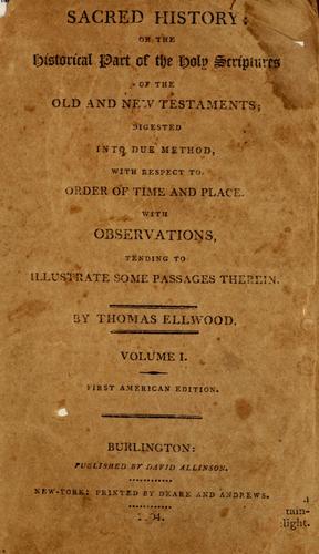 Cover for Sacred history or, the historical part of the Holy Scriptures of the Old and New Testaments