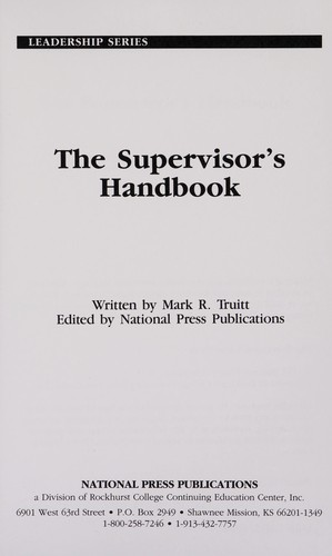 Cover for The supervisor's handbook