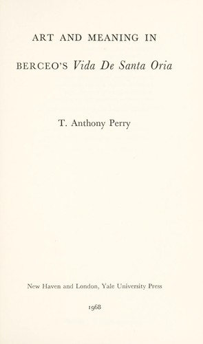 Cover for Art and meaning in Berceo's Vida de Santa Oria