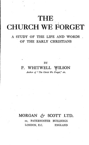 Cover for The church we forget